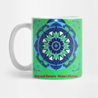 Sacred Flowers, Woven Stories – Green Hmong Tribal Pattern Mug